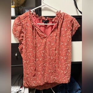 Floral Ruffle Blouse in Coral by Zara